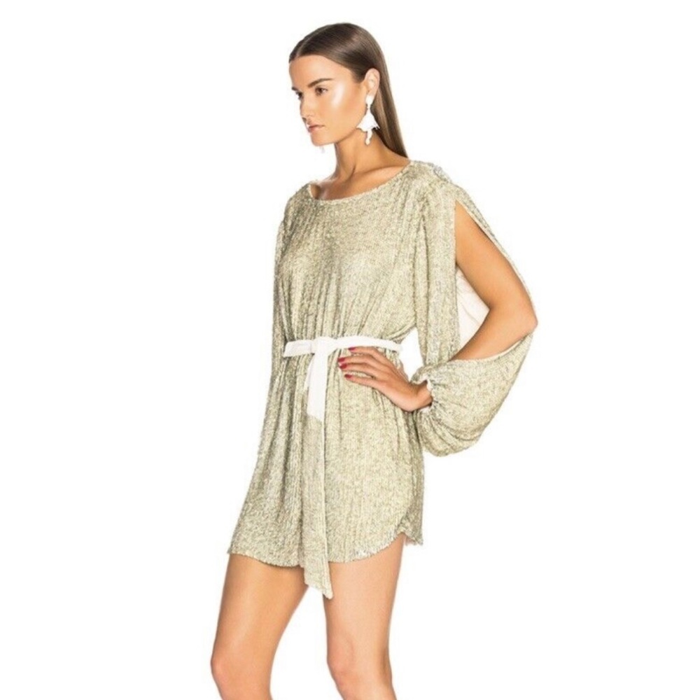 Retrofete gold dress open sleeve - Picture 2 of 6